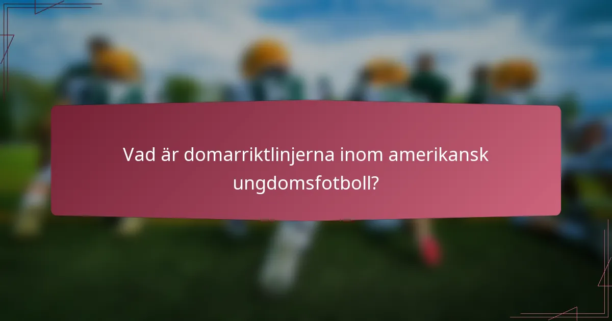 Vad är domarriktlinjerna inom amerikansk ungdomsfotboll?