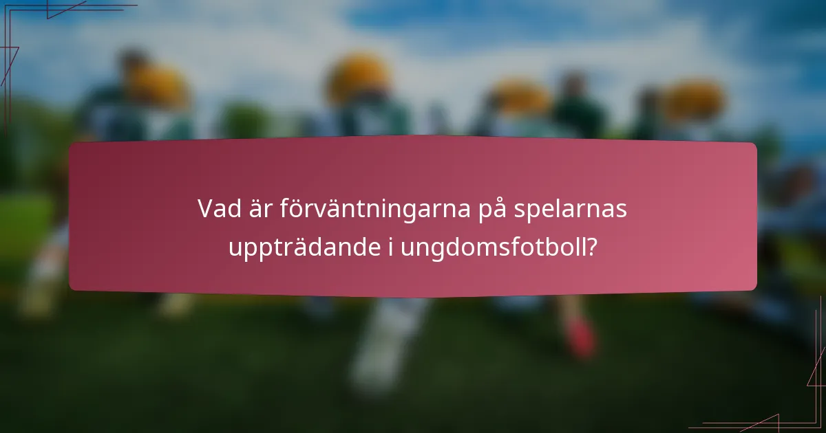 Vad är förväntningarna på spelarnas uppträdande i ungdomsfotboll?