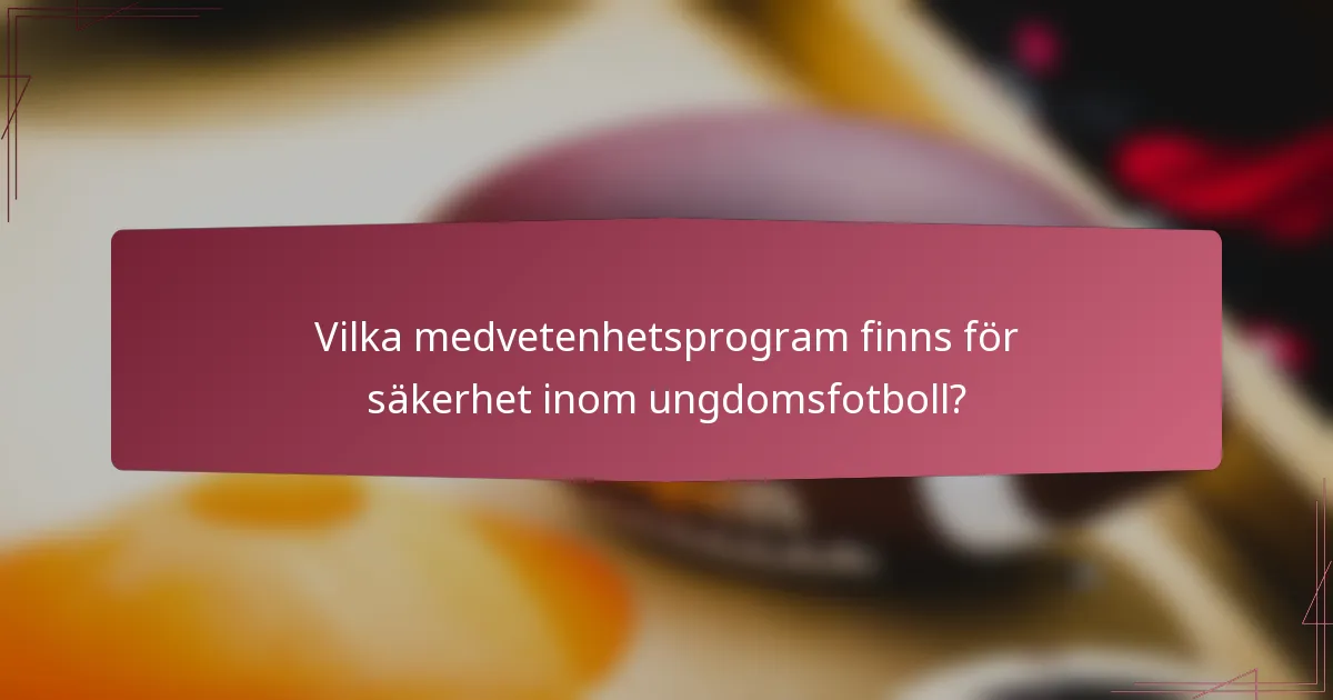 Vilka medvetenhetsprogram finns för säkerhet inom ungdomsfotboll?