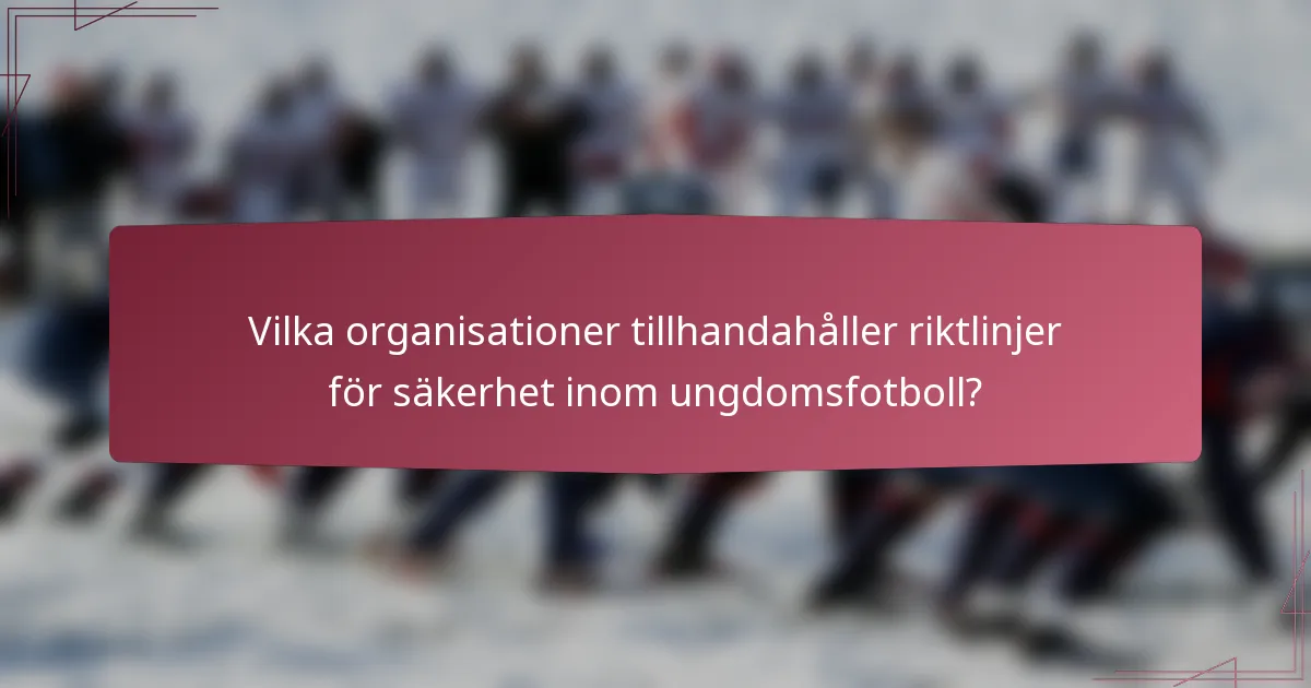 Vilka organisationer tillhandahåller riktlinjer för säkerhet inom ungdomsfotboll?