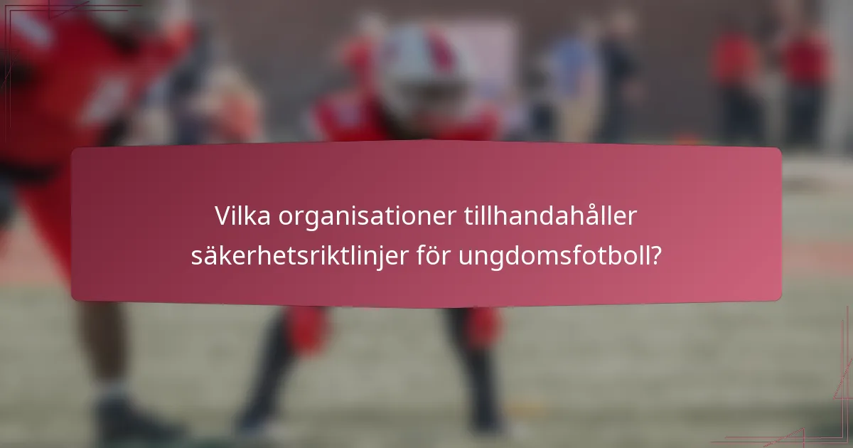 Vilka organisationer tillhandahåller säkerhetsriktlinjer för ungdomsfotboll?