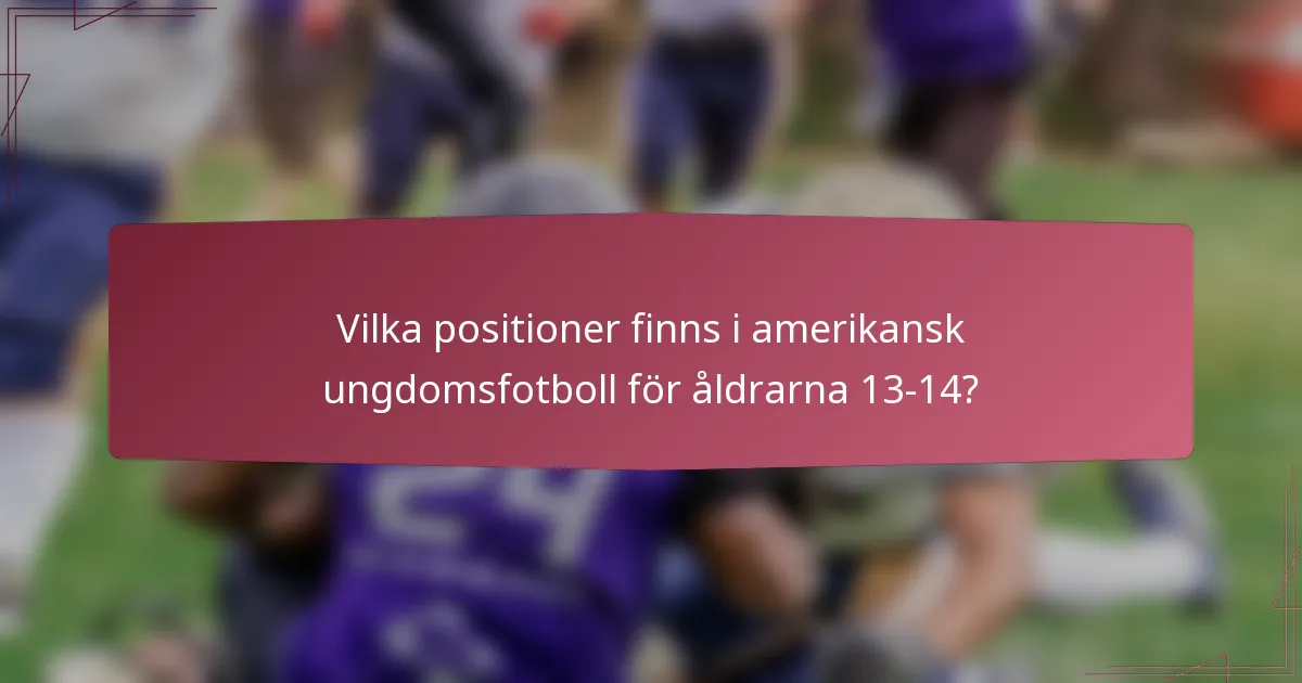 Vilka positioner finns i amerikansk ungdomsfotboll för åldrarna 13-14?
