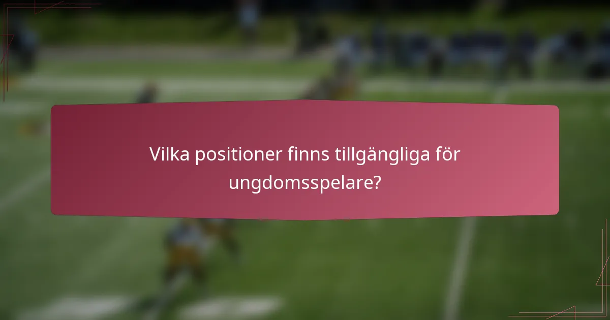 Vilka positioner finns tillgängliga för ungdomsspelare?