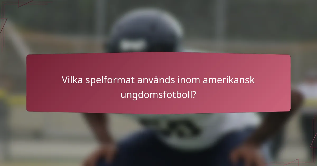 Vilka spelformat används inom amerikansk ungdomsfotboll?